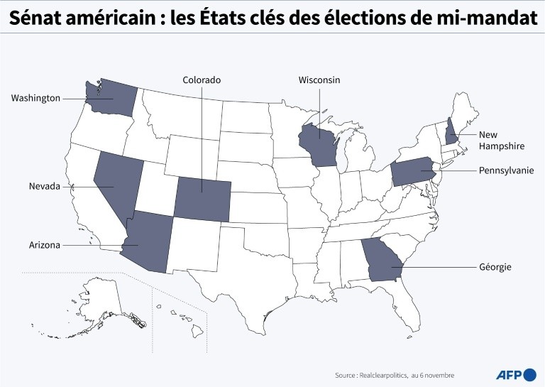 Hartă care arată cele mai contestate alegeri pentru Senat la alegerile intermediare din 2022