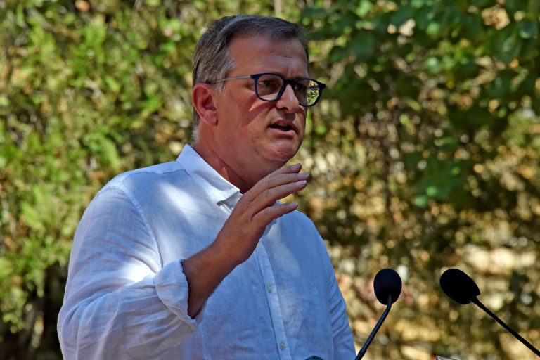 Louis Alio, vicepreședinte al RN și primar al orașului Perpignan, în Baixas, Pyrénées-Orientales, 27 august 2022 (AFP/Arhive - Raymond ROIG)